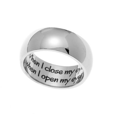 Personalized Memorial Ring with Engraved Message "When I Close My Eyes See You, When Open Miss You" size 6