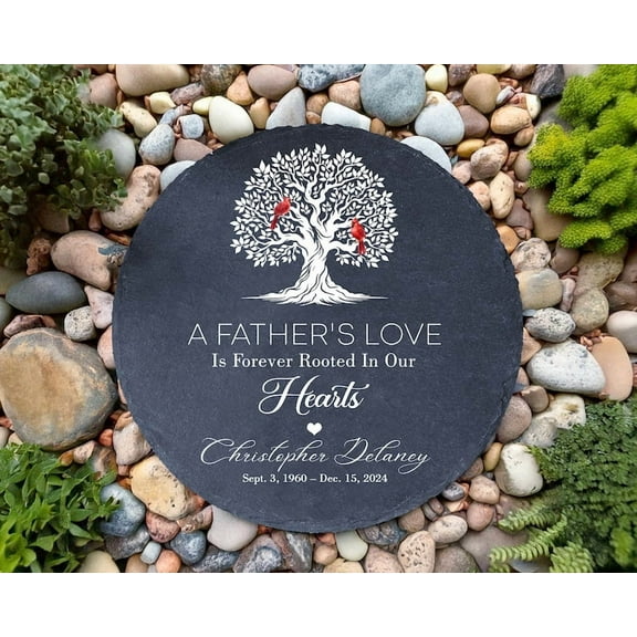 Personalized Memorial Stone – Sympathy Gift & Keepsake Remembrance Plaque for Loss of Loved One, In Memory of Mom or Dad, Tree & Cardinal Design
