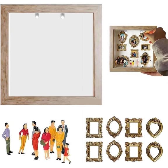 Personalized Memory Shadow Box – DIY Mini Gold Frames & Figurines Kit – Create a Timeless Miniature Museum for Weddings, Anniversaries, Birthdays – Unique Gift for Her & Home Decor