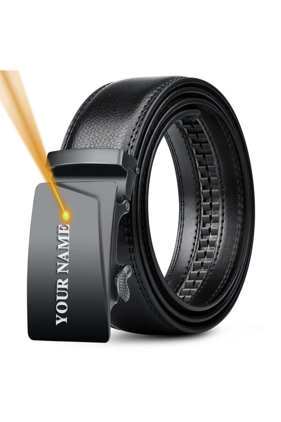 Personalized Men's Belt with Engraving Name, Automatic Buckle Waistband for Father's Day Birthday Anniversary Gift for Husband