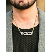 JAY AIMEE DESIGNS Personalized Men's Block Name Necklace with 22 inch CUBAN Chain