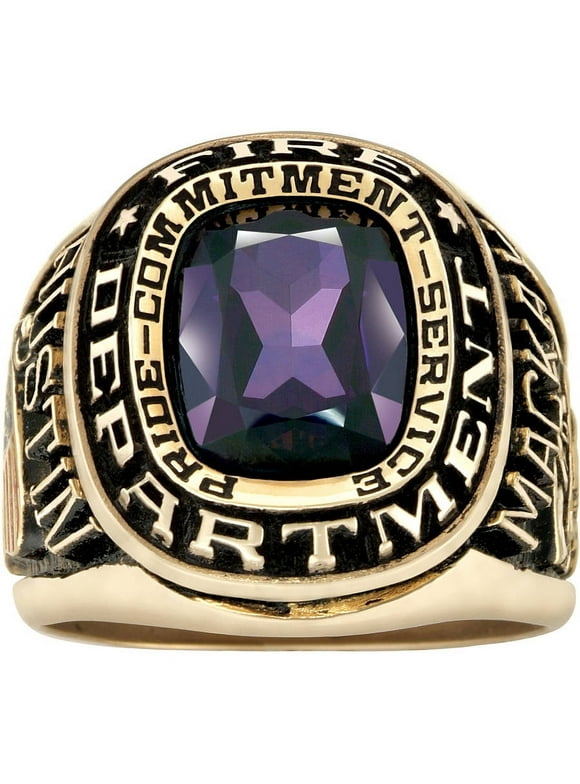 Personalized Men's Fire Department Ring available in Valadium Metals, Silver Plus, 10kt and 14kt Yellow and White Gold