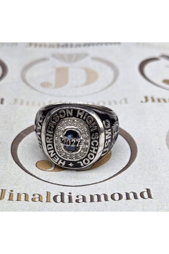 Personalized Mens High School Class Ring Year 2027 And Name Engraved Silver-Tone Alloy Fashion Statement Ring 925 Sterling Silver