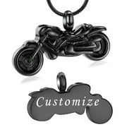 Personalized Men's Motorcycle Memorial Cremation Jewelry for Ashes Urn Necklace Lockets for Human Ashes Holder
