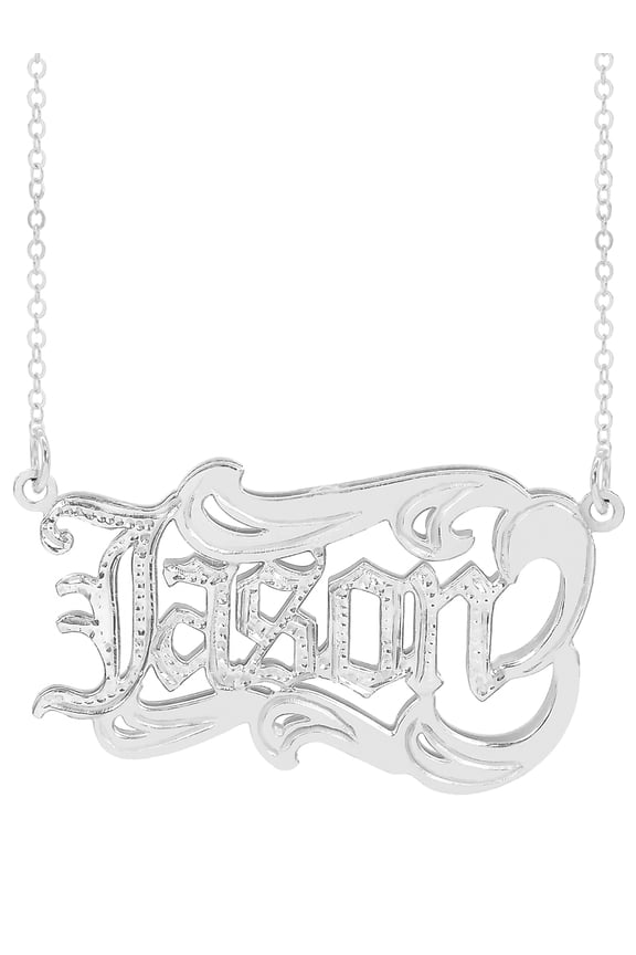 Personalized Men's Name Necklace with Old English Lettering