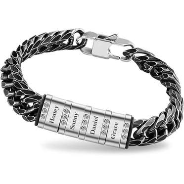 Personalized Braided Rope Men's Bracelet For Him Ctom With Family 1-8