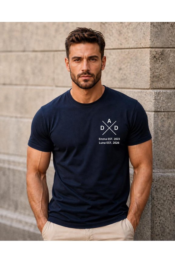 Personalized Mens Dad Children Names Birth Years T-shirt