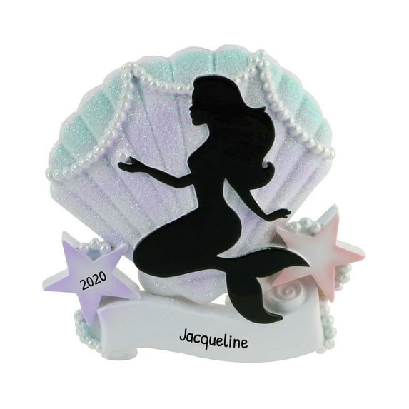 Personalized Mermaid Christmas Ornaments - Little Mermaid Ornament, Mermaid Ornaments for Christmas Tree, Christmas Ornaments for Girls, Seashell Ornaments - Mermaid Silhouette - Free Customization