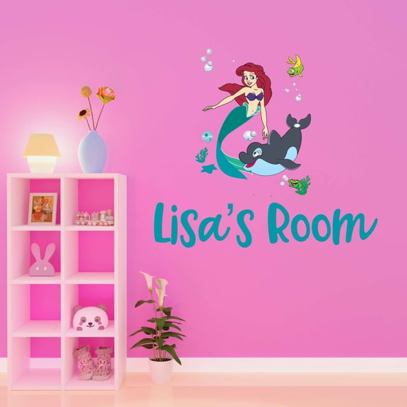 Personalized Mermaid Colorful Fish Dream Big Little Octopus Statfish Princess Queen Sweet Dreams Bedtime Unicorn Lovely Dear Dream Holiday Gift Decorating Wall Decal Sticker - Size: 20 In X 18 In