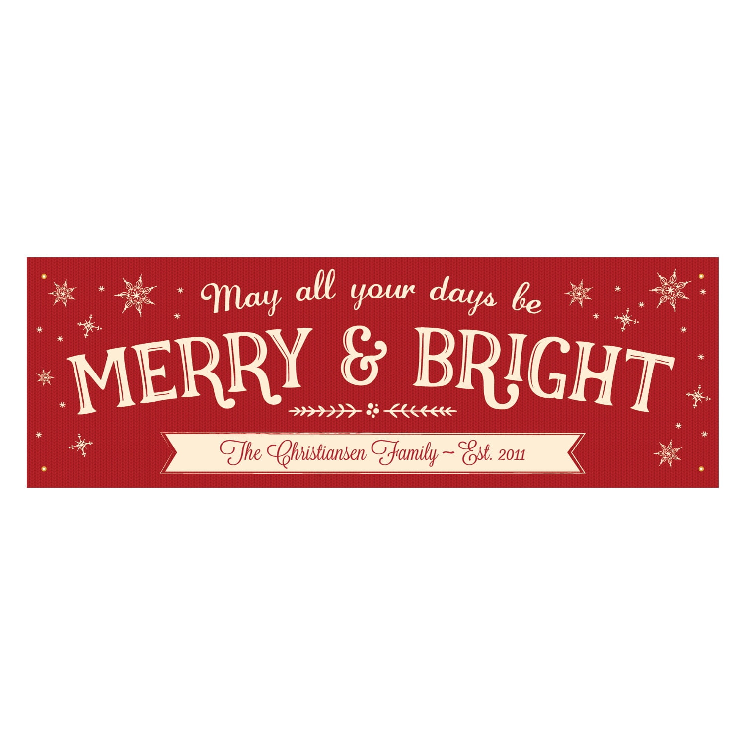 Personalized Merry & Bright Christmas Banner