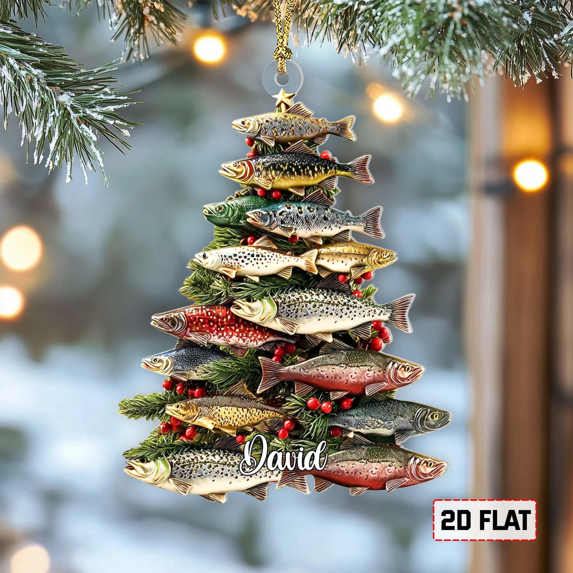 Personalized Merry Fishmas Tree Ornament, Fishing Gift Ornament ...