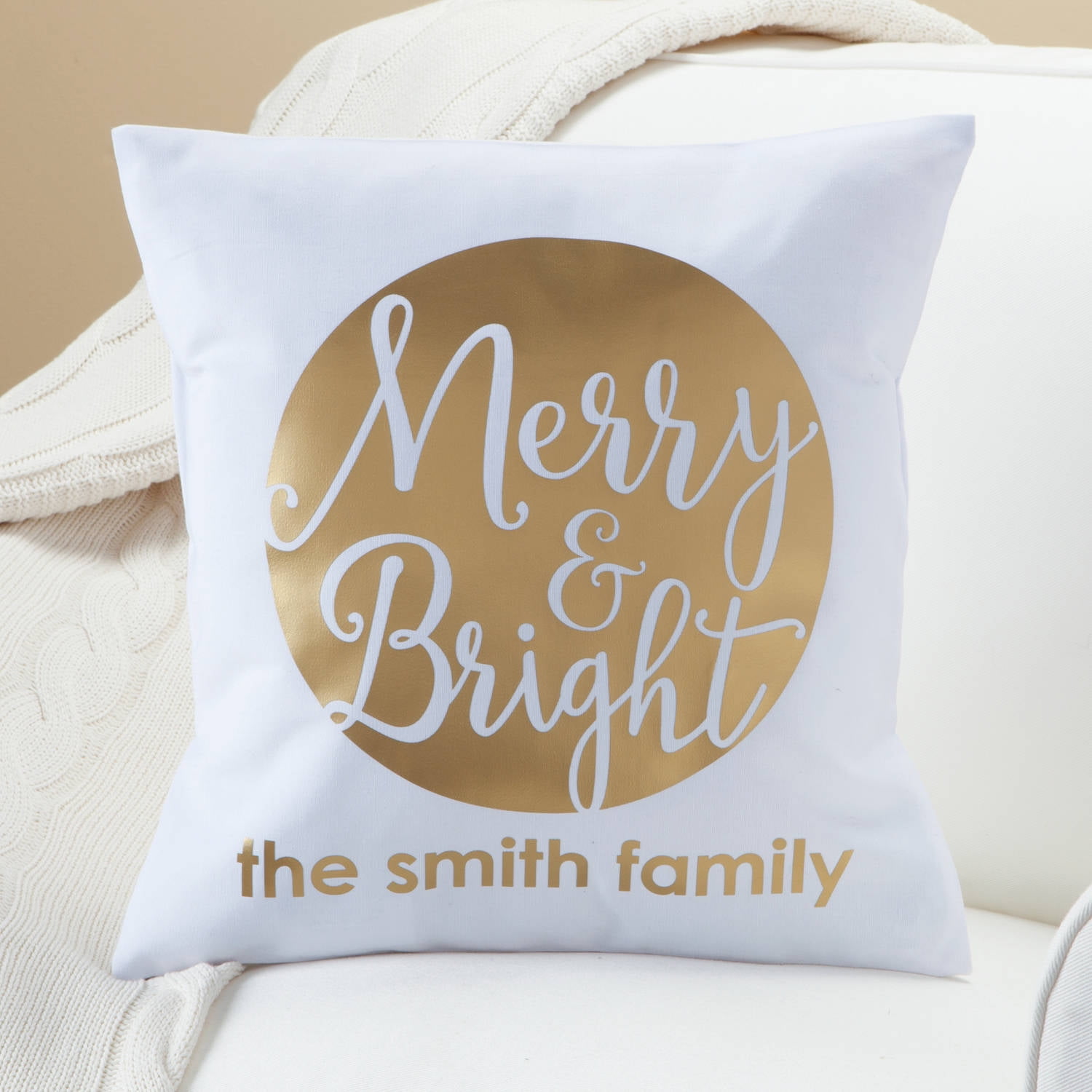 Personalized Merry and Bright Pillow