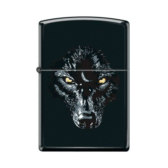 Personalized Message Engraved Customized on Backside Wolf Wolves Zippo Lighter (Black Wolf #Z5003)