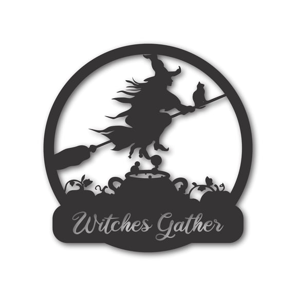 Personalized Metal Flying Witch Sign | 14 Color Options 42
