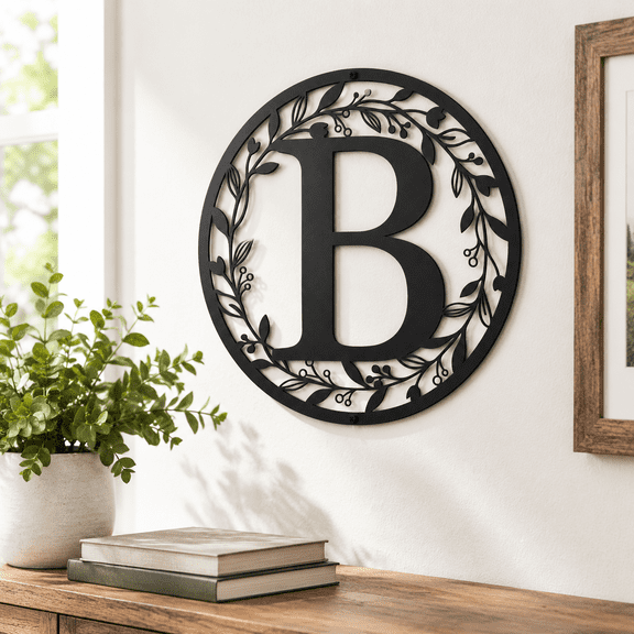 Personalized Metal Letter B Wreath Door Hanger Welcome Sign for Home Decor