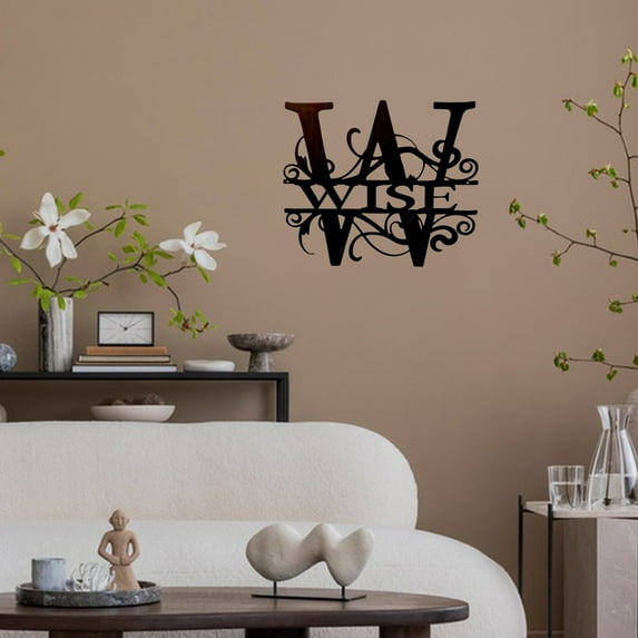 Personalized Metal Letter Wall Decoration, Iron Art Surname Sign for Indoor and Outdoor Decor, Powder Coated Family Initial for Porch, Living Room, or Garden