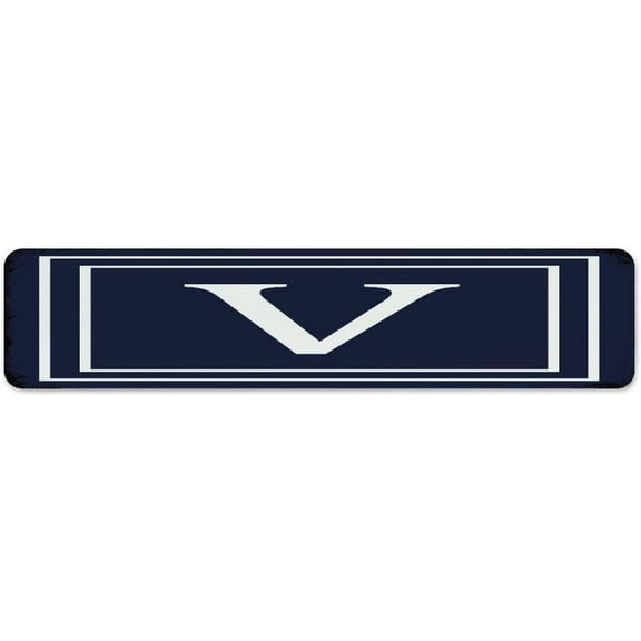 Personalized Metal Sign Initial Letter V Monogram Wall Decor Metal Plaque for Porch Dorm Indoor Script Family Name Art Poster Gift for Office 4"x16"