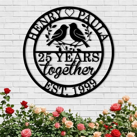 Personalized Metal Signs | Wedding Gifts for Couples | Family Name Sign | 25 30 40th or Any Year Metal Sign Anniversary Gift | Wedding Gifts | Last Name Signs | Metal Wall Art | Home Decor(10inches)