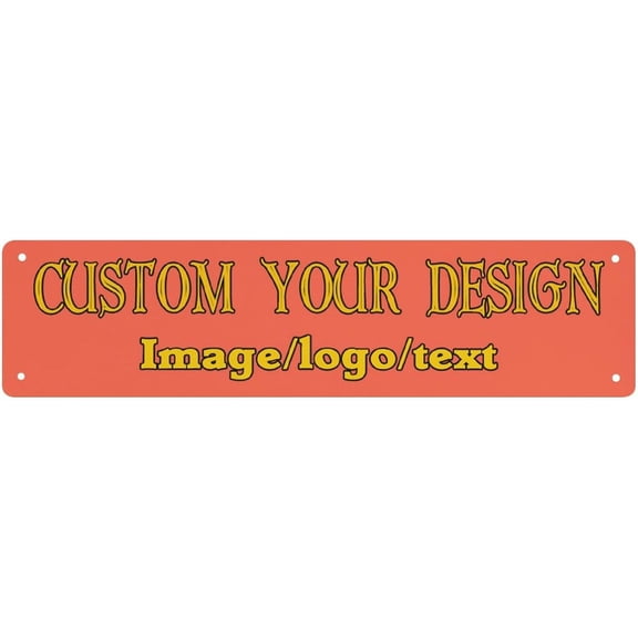 Personalized Metal Wall Sign With Custom Photo Text and Logo, Decorative House or Office Road Street Art Decor, 16 x 4 Inch, Tomato Red