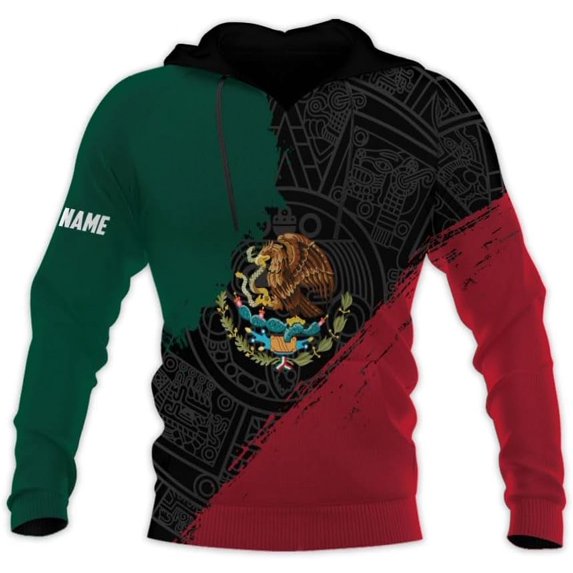 Personalized Mexican Shirts for Men 3D Customized Mexico Shirts for Men Mexico Shirts for Women Mexico Flag Shirt (HD175) (Hoodie, 2XL)