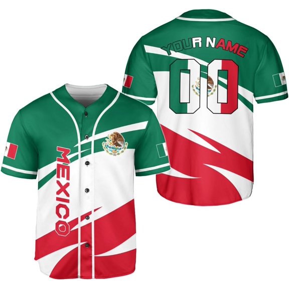 Personalized Mexico Baseball Jersey, Mexican Jersey for Men & Women, Mexican Flag Jersey, Mexico Shirt Camisa (M)