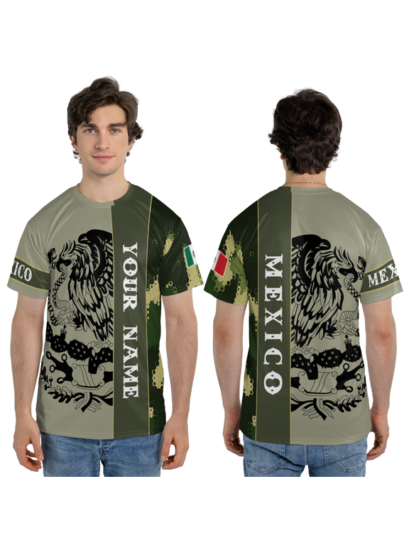 Personalized Mexico Eagle 3D T-Shirt, Custom Mexican Flag Mexican Pride 3D Tee, Aztec Eagle Pride Camo 3D Shirt Print