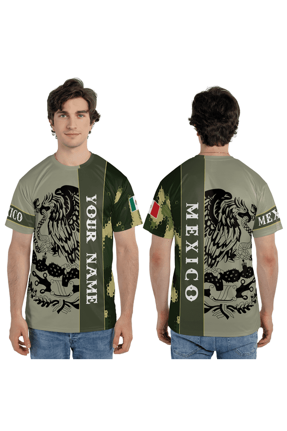 Personalized Mexico Eagle 3D T-Shirt, Custom Mexican Flag Mexican Pride 3D Tee, Aztec Eagle Pride Camo 3D Shirt Print