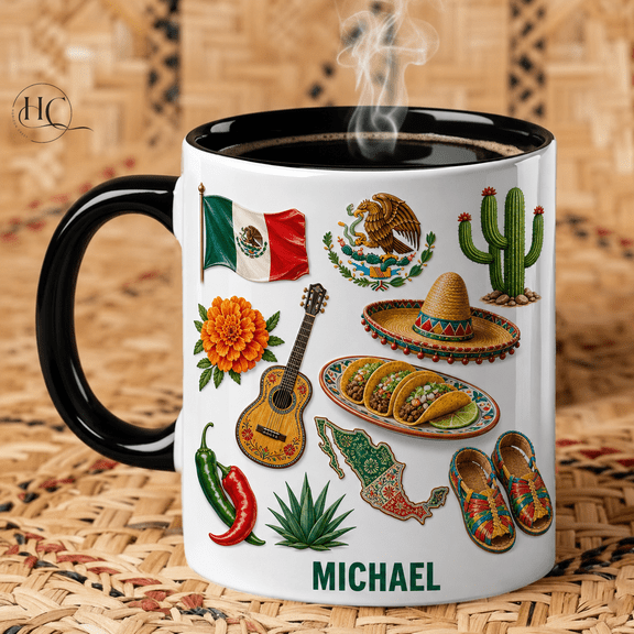 Personalized Mexico Mug 3D Effect Coffee Cup with Name, Cultural Gift Idea