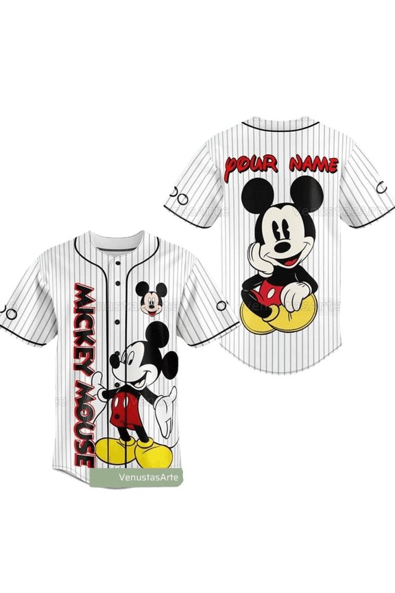 Personalized Mickey Mouse Baseball Jersey, Disney Mickey Baseball Shirt, Cute Cartoon Shirt, Magic Kingdom Shirt, Gift For Kids