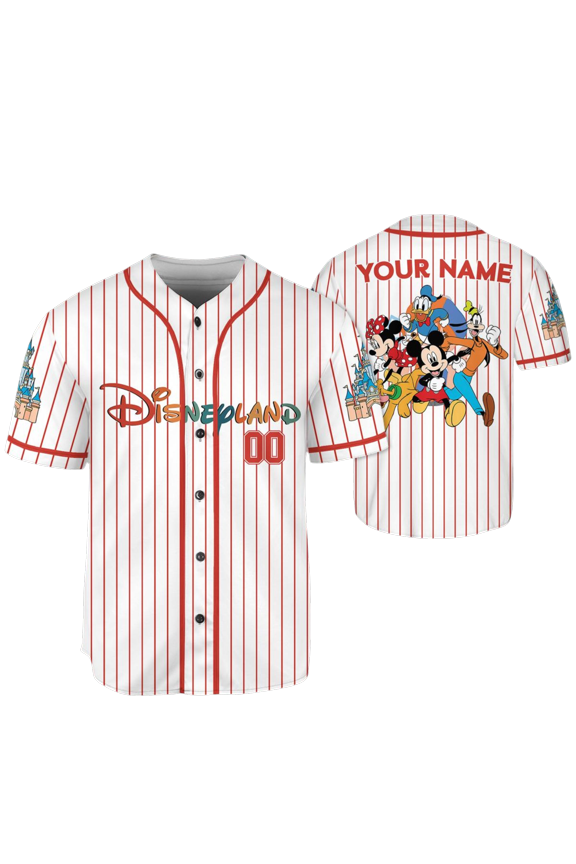Personalized Mickey and Friends Baseball Jersey Custom Disneyland Shirt Magic Kingdom Family Outfit