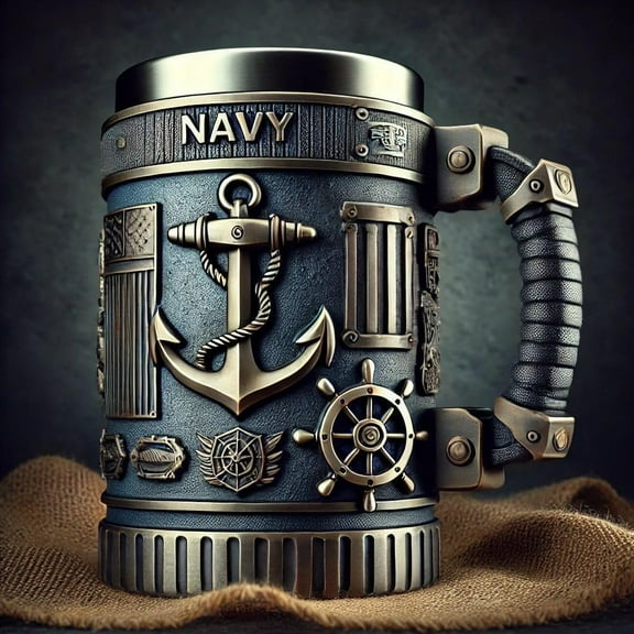 Personalized Military 3D Mug, 250th Anniversary Creative U.S. NAVY Coffee Mug, 3D Print Cup, Gift for Veterans, Idea Gift for Military Enthusiast, 8 Oz Personalized Coffee Cup (NAVY)