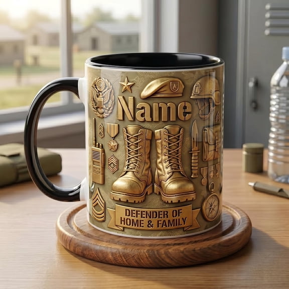 Personalized Military Boots Dad Mug 3D – Ceramic Coffee Cup (11oz or 15oz)