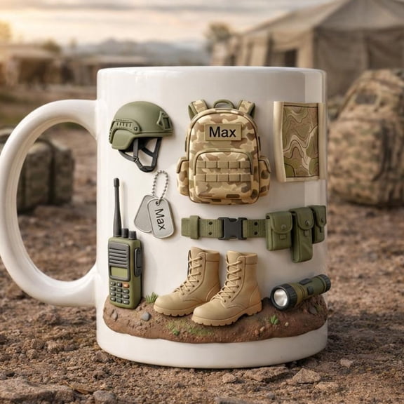 Personalized Military Gear Mug Tactical Style Ceramic Cup Custom Name Design