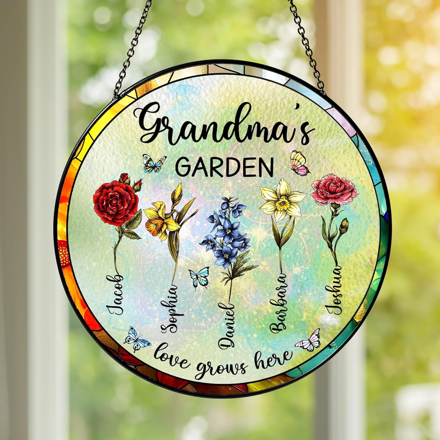 Personalized Mimi's Garden Stained Glass Suncatcher with Birth Month ...