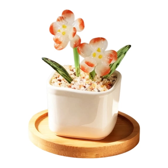 Personalized Mini Birth Month Flower Pot, Small Ceramic Vase Table Decor with Colorful Floral Design, Cute Indoor Home Desk Decoration for Living Room Office, Mother's Day Gift for Women Mom