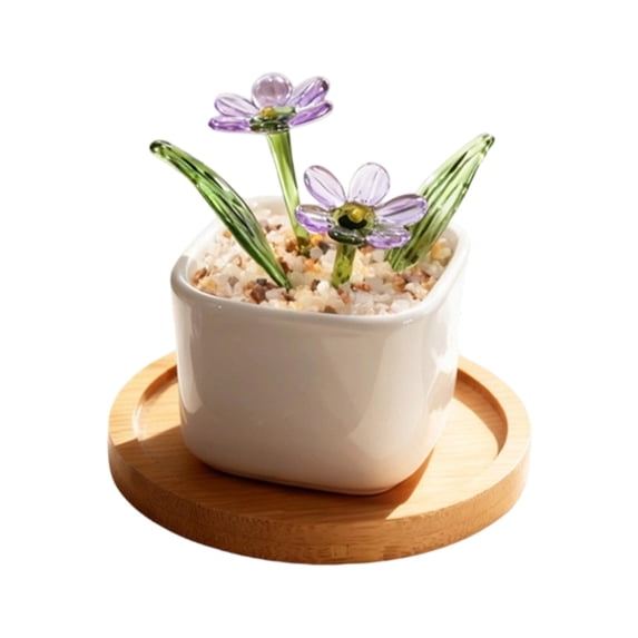 Personalized Mini Birth Month Flower Pot, Small Ceramic Vase Table Decor with Colorful Floral Design, Cute Indoor Home Desk Decoration for Living Room Office, Mother's Day Gift for Women Mom