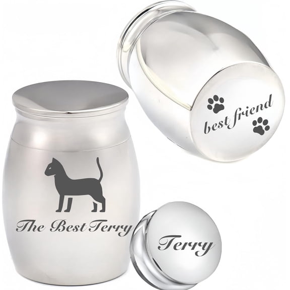 Personalized Mini Pet Urn for Ashes 1.57in Engraved Photo & Name Memorial Keepsake Aluminum Cremation Urn for Dog, Cat Custom Pet Portrait & Message - Memorial Gift for Pet Lovers