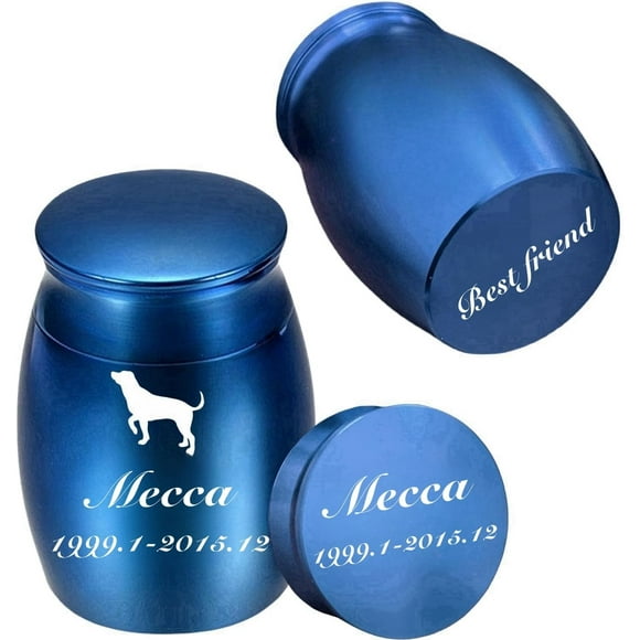 Personalized Mini Pet Urn for Ashes 1.57in Engraved Photo & Name Memorial Keepsake Aluminum Cremation Urn for Dog, Cat Custom Pet Portrait & Message - Memorial Gift for Pet Lovers