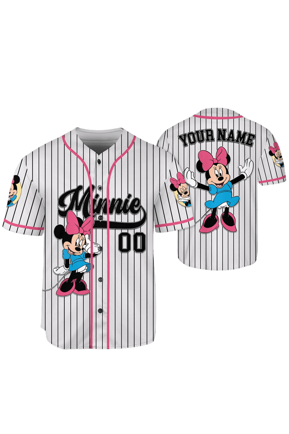 Personalized Minnie Mouse Baseball Jersey, Baseball Jersey Collection Choose Style Jersey Disneyland Birthday Gift For Kid Youth Adult