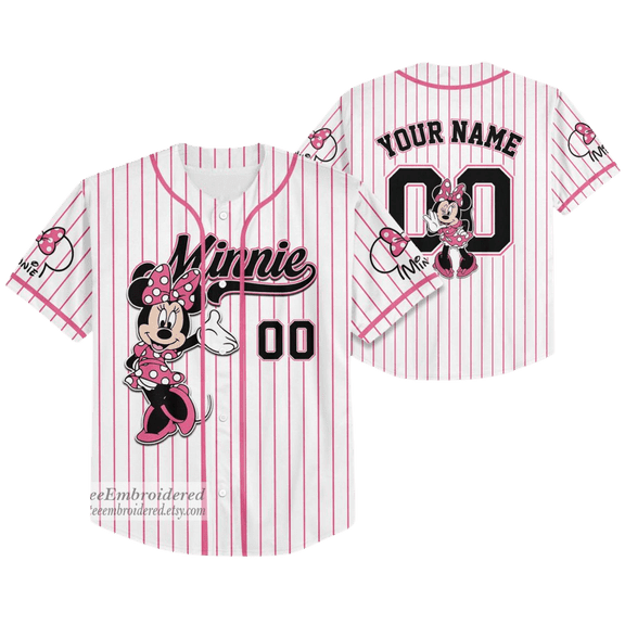 Personalized Minnie Mouse Baseball Jersey: Custom Team Shirt