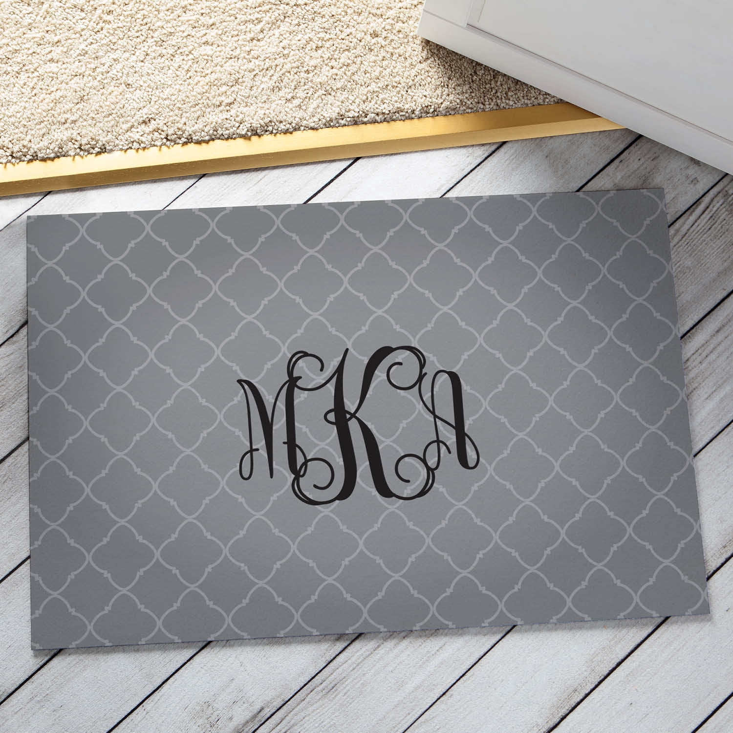Personalized Modern Monogram Doormat, Gray
