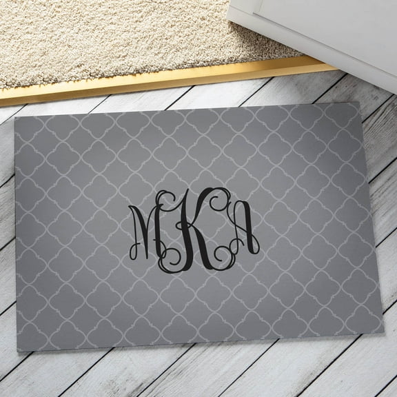 Personalized Modern Monogram Doormat, Gray