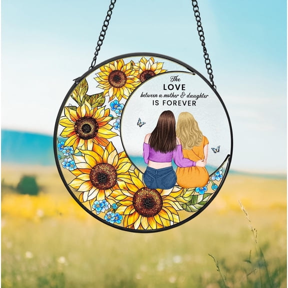 Personalized Mom Daughter Glass Suncatcher, Mother's Day Gift, Gift For Mom, Mother Daughter Gift, Gift For Grandma, Mom Birthday Gift