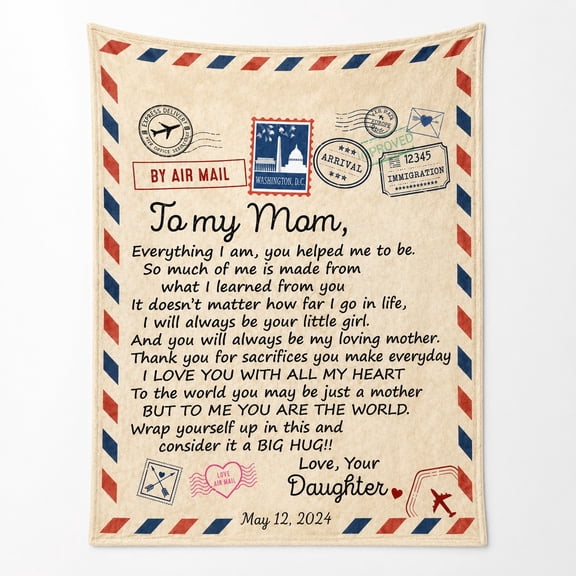 Personalized Mom Date Text Fleece Throw Blanket, Custom Name and Date, Soft 280 Gsm Polyester, Gift for Mom