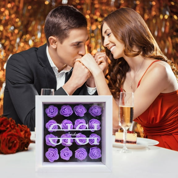 Personalized Mom Flower Box With Name Preserved Rose Picture Frame Customized Box Frame Flower Display Case Birthday Gifts For Mom Grandma