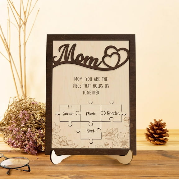 Personalized Mom Gift 'You are the piece that holds us together', Puzzle with Names for Mother Engraving Wood, Mother's Day Gift, Mommy Gift 8x10 inches
