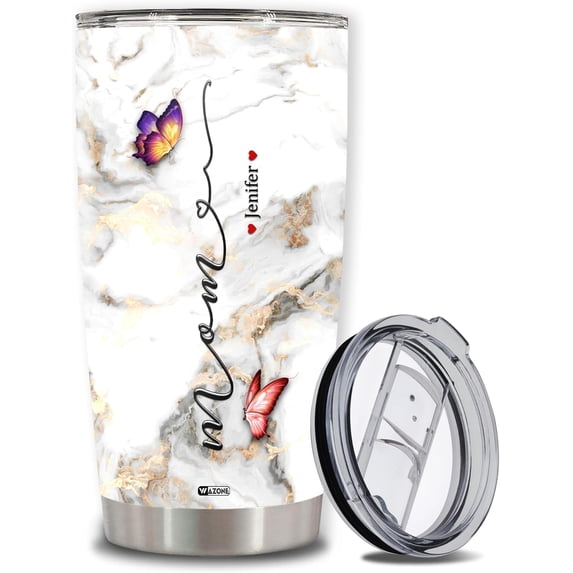 Personalized Mom Tumbler Cup Stainless Steel 20 30 oz Custom Name With 1 2 3 Names Insulated Mothers Day Birthday Christmas Gifts From Son Daughter For Best Moms Mother Mommy Mama Wife