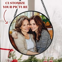 Personalized Mom and Daughter Portrait Faux Stained Glass, Mother Portrait From Photo Window Hanging, Christmas Gift For Mom, Grandma