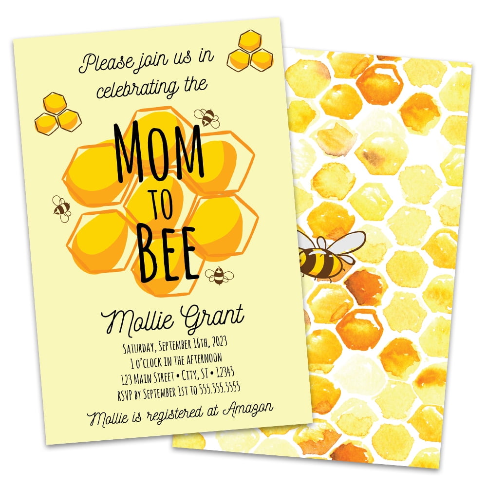 Mom to Bee Baby Shower Invitation - Personalized Cardstock - Walmart.com, image size:1000x1000