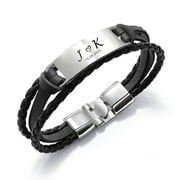 Personalized Monogram Bracelet for Men, Free Engraved Your Unique Initial & Date Braided Bracelet, Mens Wristband for Boyfriend Husband Dad Birthday Wedding Anniversary Christmas Gift